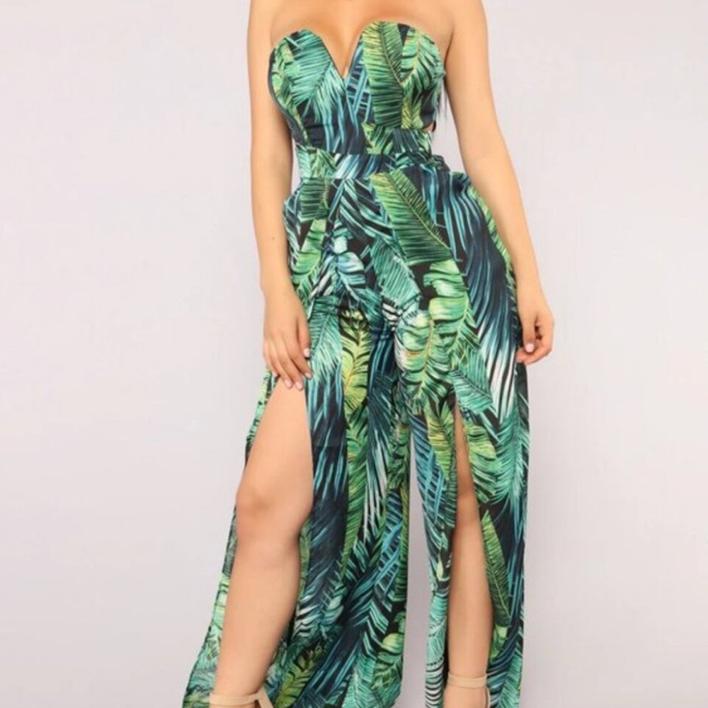 Tropical palm tree jumpsuit - Picture 2 of 4